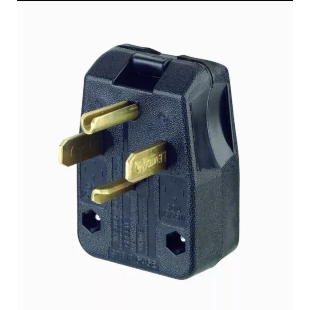 Leviton 275-T 30/50A, 125/250V, Dual Power Vinyl Grounding Black‎ Angle Plug